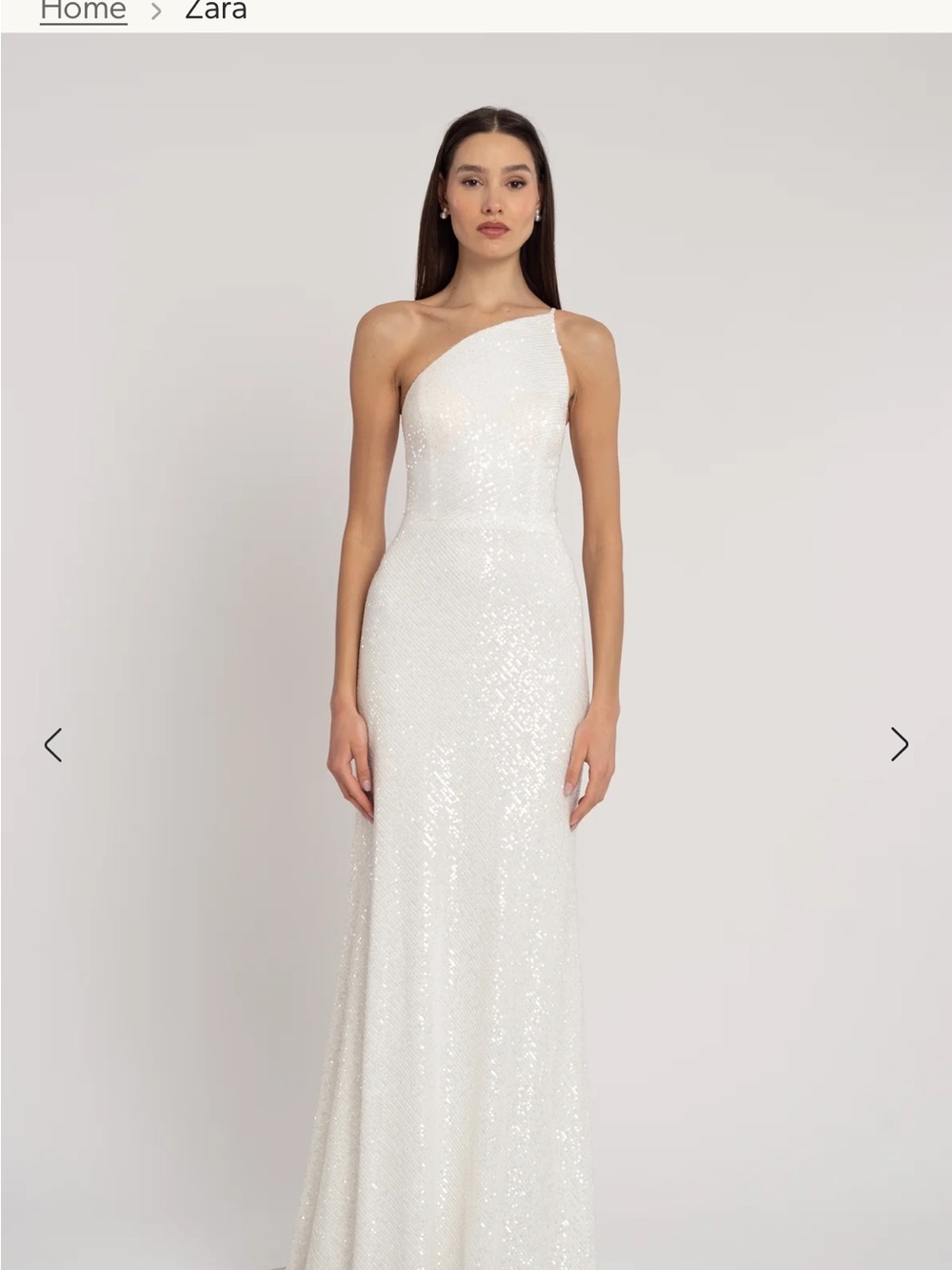 Jenny Yoo White One-Shoulder Sequin Gown